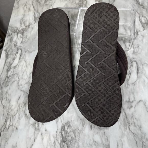 Abercrombie & Fitch Vintage Mens Brown Canvas Leather A&F Flip Flops US 11 - Picture 3 of 5